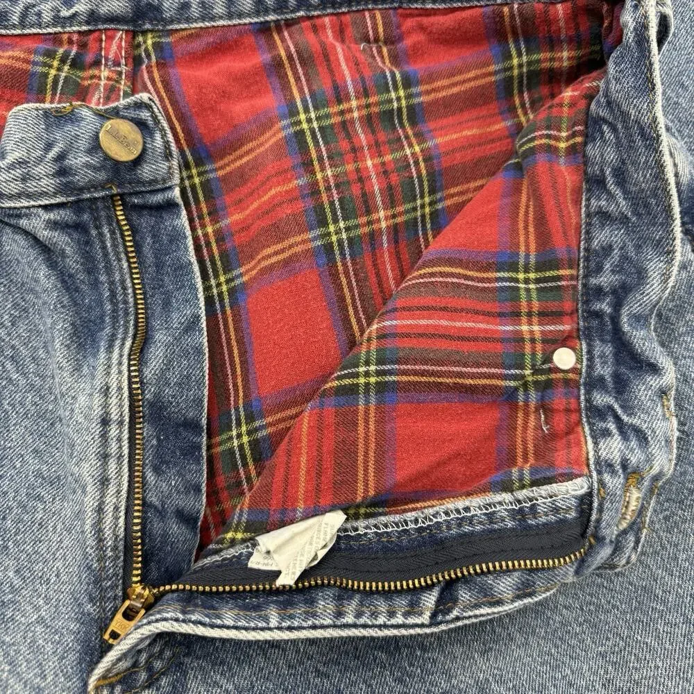 Vtg LL Bean Flannel Lined Jeans 38x30 Blue Denim‎ Winter Work Outdoor Cabin Warm